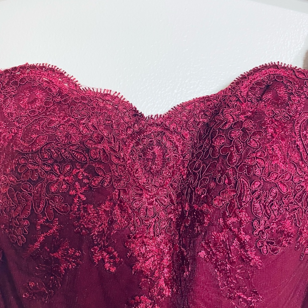 Off-Shoulder Burgundy Evening Gown - Picture 4 of 13